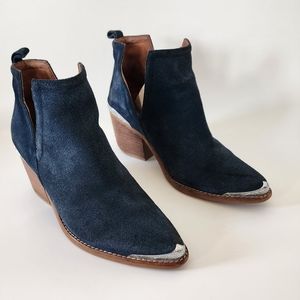 Jeffery Campbell Cromwell blue suede ankle boots size 7.5